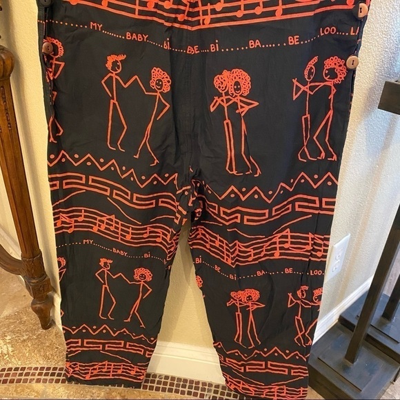 Vintage ACQUA VERDE Paris People Stick Graphic Jumpsuit -Small-Made in France - Picture 8 of 10